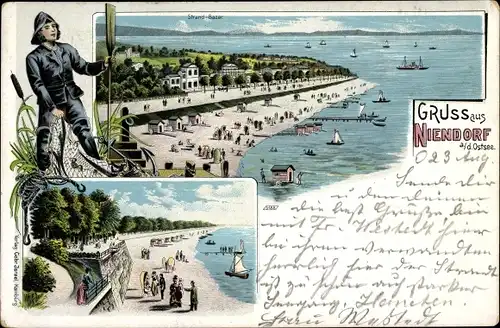 Litho Niendorf Timmendorfer Strand Ostholstein, Strandbasar, Urlaubsgäste, Fischer