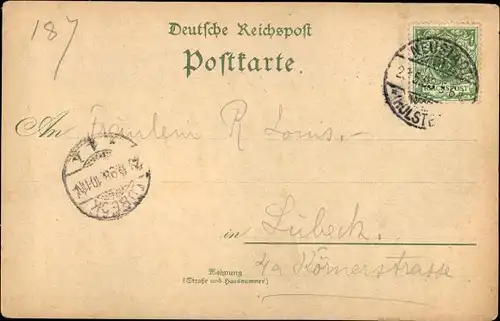 Litho Neustadt in Holstein, Julienbad, Strandpartie