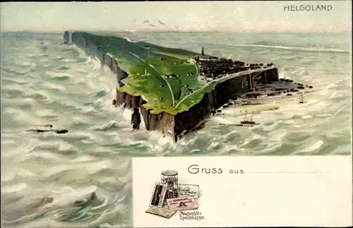 Litho Helgoland in Schleswig Holstein, Inselpanorama, Hauswaldts Spezialitäten