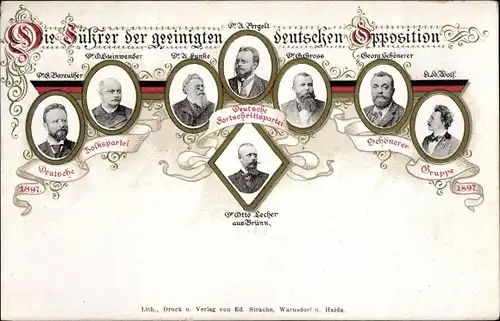 Ak Führer der geeinigten deutschen Opposition, Dt. Fortschrittspartei, Otto Lecher, Pergelt, Gross