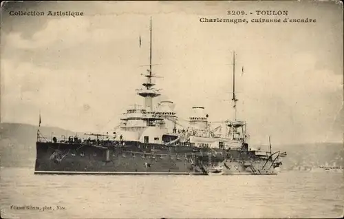 Ak Französisches Kriegsschiff, Toulon, Charlemagne, Cuirasse d'Escadre