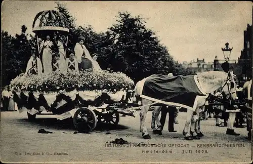 Ak Amsterdam Nordholland Niederlande, Historisch Allegorische Optocht, Rembrandtfeesten 1906