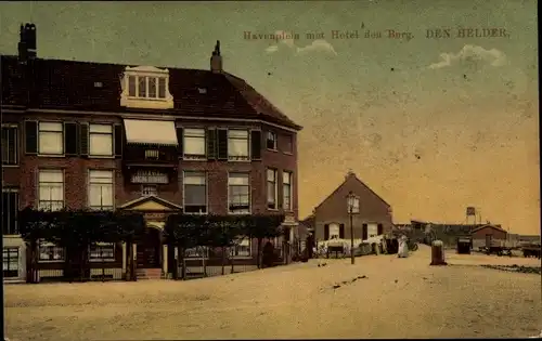 Ak Den Helder Nordholland Niederlande, Havenplein, Hotel den Burg