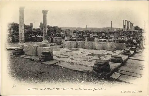 Ak Timgad Algerien, Ruines Romaines de Timgad - Maison aux Jardinieres