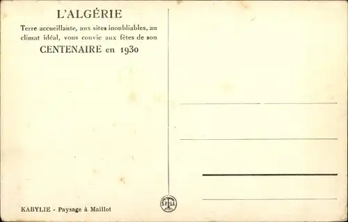 Ak Kabylie Algerien, Paysage a Maillot