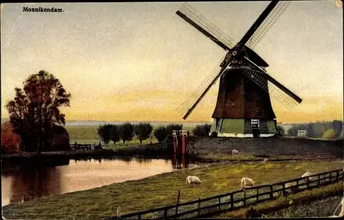 Ak Monnikendam Waterland Nordholland Niederlande, Windmühle