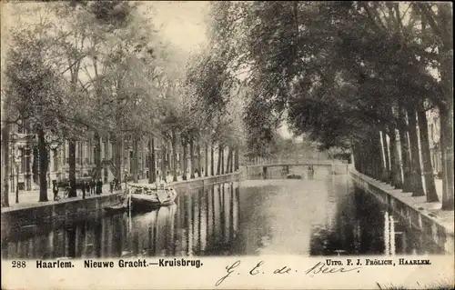 Ak Haarlem Nordholland Niederlande, Nieuwe Gracht, Kruisbrug