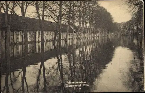 Ak Monnikendam Waterland Nordholland Niederlande, Watersnood 1916, Krim