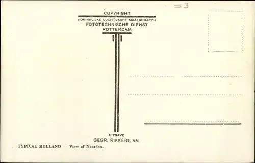 Ak Naarden Bussum Gooise Meren Nordholland Niederlande, Panorama, Vogelvlucht