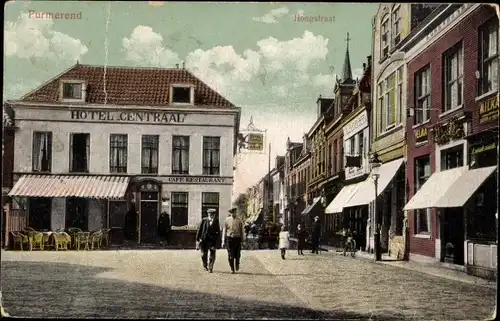 Ak Purmerend Nordholland Niederlande, Hoogstraat, Hotel Centraal