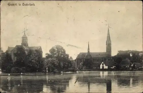 Ak Ouderkerk aan de Amstel Nordholland, Teilansicht mit Kirche