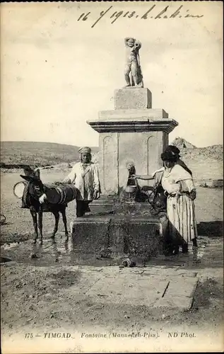 Ak Timgad Algerien, Fontaine, Manneken Pis