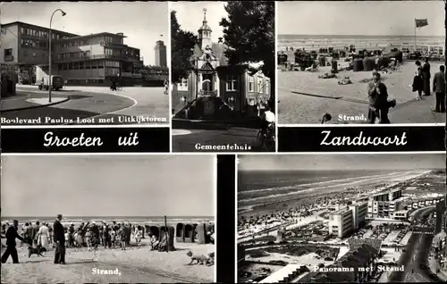 Ak Zandvoort Nordholland Niederlande, Bvd. Paulus Loot met Uitkijktoren, Strand, Panorama