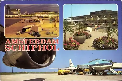 Ak Amsterdam Nordholland Niederlande, Schiphol, Flughafen, Panorama, Flugzeuge