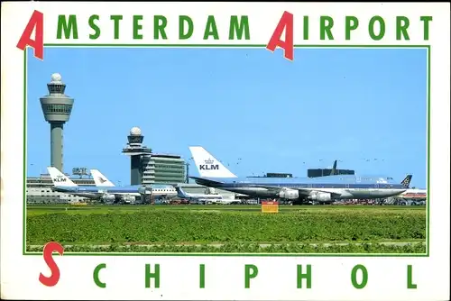 Ak Amsterdam Nordholland Niederlande, Airport Schiphol, Flugzeuge, Panorama