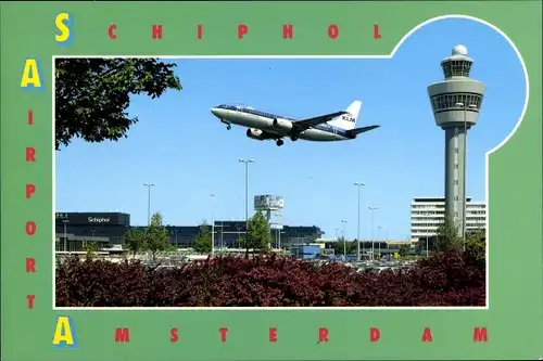 Ak Amsterdam Nordholland Niederlande, Airport Schiphol, Startszene, Tower