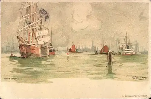 Künstler Litho Cassiers, Amsterdam Nordholland Niederlande, Hafen