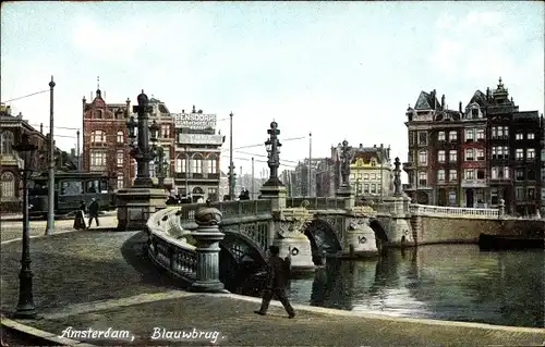 Ak Amsterdam Nordholland Niederlande, Blauwbrug