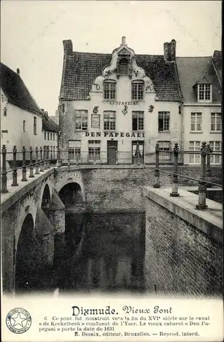 Ak Diksmuide Dixmude Westflandern, Vieux Pont, Brücke, Fluss, Den Papegai