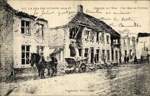 Ak Pervijze Pervyse Diksmuide Dixmude Westflandern, Bataille de l'Yser, La Grand Guerre, Ruinen