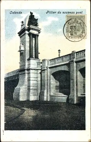 Ak Oostende Ostende Westflandern, Pillier du nouveau pont