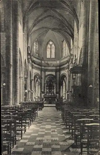 Ak Kortrijk Courtrai Westflandern, Interieur de l´Eglise Notre-Dame, Altar