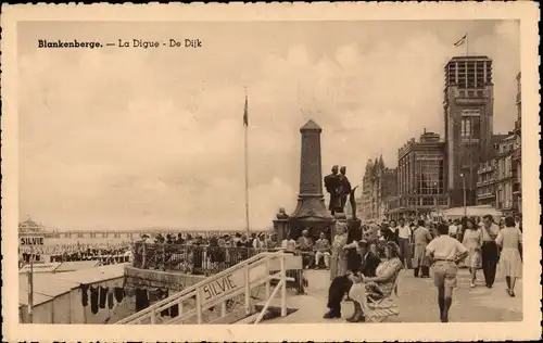 Ak Blankenberghe Blankenberge Westflandern, La Digue, Promenade, Denkmal, Turm