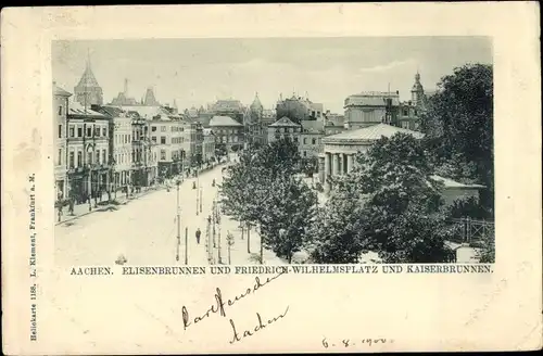 Ak Aachen in Nordrhein Westfalen, Elisenbrunnen, Friedrich-Wilhelmplatz, Kaiserbrunnen