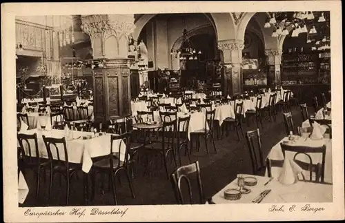 Ak Düsseldorf am Rhein, Europäischer Hof, Innenansicht
