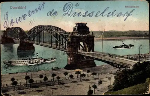 Ak Düsseldorf am Rhein, Rheinbrücke