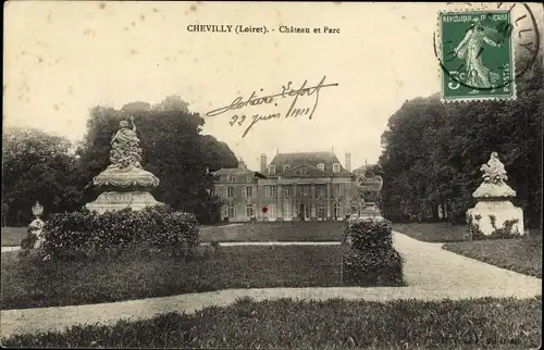 Ak Chevilly Loiret, Chateau et Parc