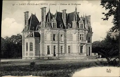 Ak Saint Aignan le Jaillard Loiret, Saint Denis de L'Hotel, Chateau de St. Aignan