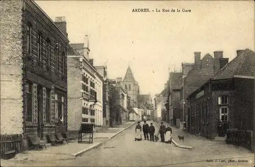 Ak Ardres Pas de Calais, la Rue de la Gare