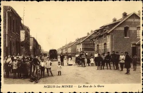 Ak Nœux Noeux les Mines Pas de Calais, La Rue de la Gare