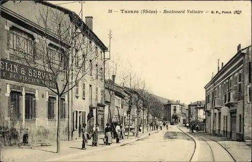 Ak Tarare Rhône, Boulevard Voltaire