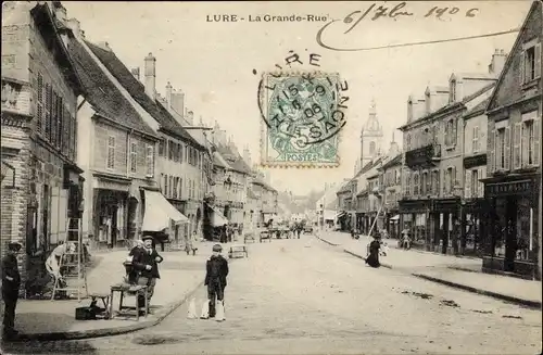 Ak Lure Haute Saône, La Grande Rue, Straßenpartie
