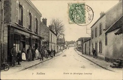 Ak Salins Seine et Marne, Route de Montigny Lencoup