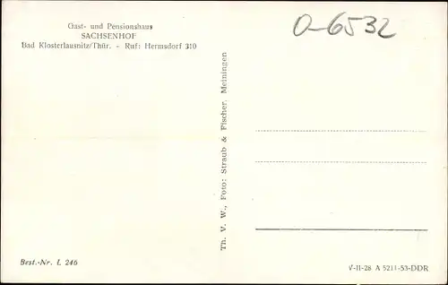 Ak Bad Klosterlausnitz in Thüringen, Gasthaus und Pension Sachsenhof