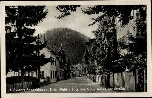 Ak Friedrichroda Thüringer Wald, Blick durch die Schweizer Straße