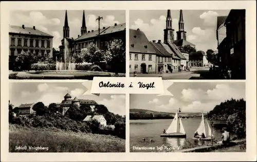 Ak Oelsnitz Vogtland, Schloss Voigtsberg, Elsterstausee bei Pirk, Straße