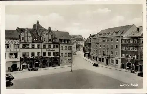 Ak Weimar in Thüringen, Markt, Geschäft