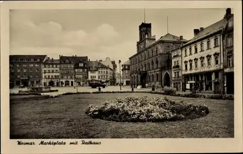 Ak Weimar in Thüringen, Marktplatz mit Rathaus