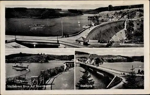 Ak Saalburg in Thüringen, Ort, Sperrmauer, Stausee