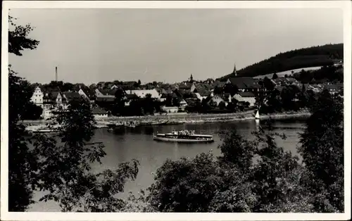 Ak Saalburg Saale, Blick auf den Ort, Dampfer