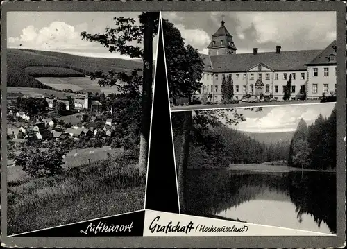 Ak Grafschaft Schmallenberg im Sauerland, Teilansicht, Schloss, Seeblick, Wald