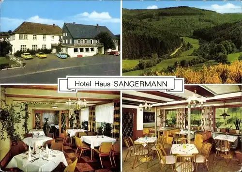 Ak Oberveischede Olpe im Sauerland Westfalen, Hotel Haus Sangermann, Wald