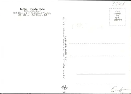 Ak Eimelrod Willingen Upland Waldeck, Gasthof Meier, Durchblick zum Ort