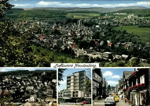 Ak Freudenberg im Siegerland, Gesamtansicht, Der Flecken, Schlossberg Hotel, Marktstraße