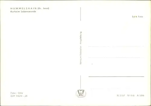 Ak Hummelshain in Thüringen, Kurheim Lebenswende