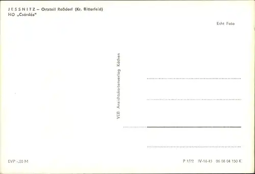 Ak Roßdorf Jeßnitz Jessnitz in Anhalt, HO Csárdás